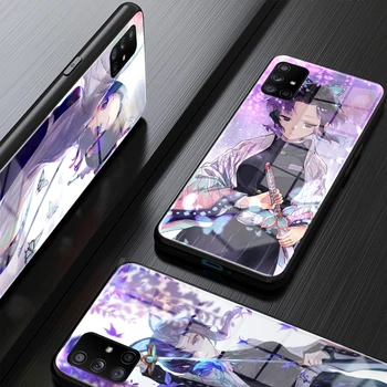 Karšto Anime Demon Slayer Tsuyuri Kanao telefono dėklas Samsung A52 A40 50 71 20 30 81 91 A51 4 5 G 5G A71 4G 5G Grūdintas Stiklas