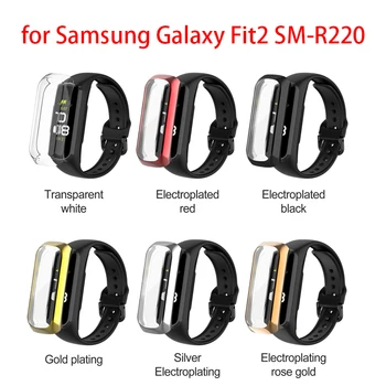 Ultra Plonas Electroplate TPU Apsauginiai Žiūrėti Atveju Dangtelį Galaxy Fit2 Full Screen Protector For Samsung Galaxy Fit2 SM-R220