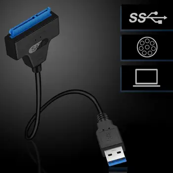 USB 3.0 prie SATA III +22pin Standžiojo Disko Kabelis Konverteris 2.5 Colių SSD HDD Kietąjį Diską SATA jungties Kabelį 5Gbps USB Adapteris HDD