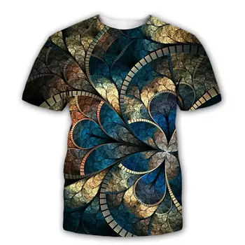 2019 Naujas Mados Psichodelinio T-shirt Algoritminės Fraktalas Meno Šaukštas Grafika 3D Spausdinimo Vyrai Moterys Vasarą Streetwear Atsitiktinis T shirts