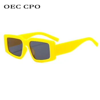 OEC CPO PC Rėmo Aikštės Akiniai nuo saulės Moterims Mados Negabaritinių Saulės Akiniai Moterų Orange Didelis Atspalvių Aukso Grandinės Acetatas UV400 E682