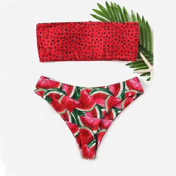 Moterys Nustatyti Moterų Mados Arbūzas Spausdinti Vamzdis iki Dviejų dalių, Bikini, Push-Up maudymosi kostiumėlį Stebėjimo Vasaros Seksualus Paplūdimio 2021