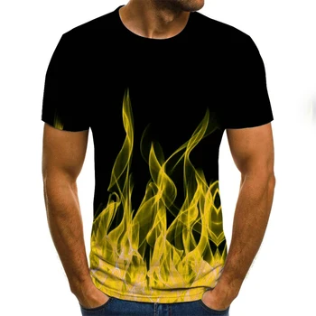 2020 nauja liepsna vyriški T-shirt vasaros mados trumparankoviai 3D apvalios kaklo viršūnes dūmų elementas marškinėliai madinga vyriški T-shirt