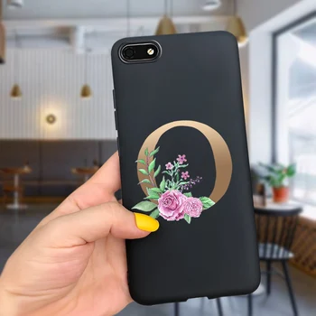 Abėcėlės Raidė Gėlių Silikono Atveju iPhone, SE 2020 m., 5 5s 6 6s 7 8 Pus Atveju Minkšta Juodos spalvos Rožinis Matinis Tpu Telefono Dangtelį Shell