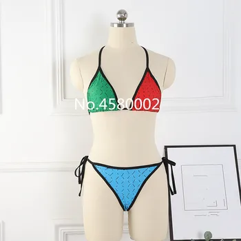 Naujas Dizaineris Prabangos Prekės Spalvotų Bikini maudymosi Kostiumėliai Moterims, Seksualus Maudymosi Kostiumas, Paplūdimio Vasara dviejų dalių Sexy Lady maudymosi kostiumėlį