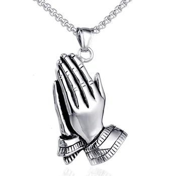 Naujos Mados Meldžiasi Rankas Pakabukas Karoliai vyriški Karoliai Mados Metalo Religinių Amuletas Pakabukas Aksesuarai, Šaliai, Papuošalai