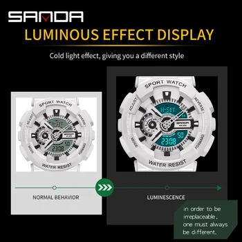 SANDA Top Brand Prabanga G stiliaus vyriški Karinės Sporto laikrodis LED Skaitmeninio Laikrodžio Vandeniui Šoko vyriški Žiūrėti Relogio Masculino