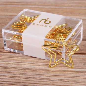12 Vnt./dėžė: Kawaii Penkių Smailių Star sąvaržėlės Aukso Metalo Žymą Memo Popieriaus Kanceliarinių prekių Biuro Įrašą Studentų kanceliarinių prekių
