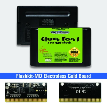 Chuck Roko II Sūnus Chuck - JAV Etiketės Flashkit MD Electroless Aukso PCB Kortele Sega Genesis Megadrive Vaizdo Žaidimų Konsolės