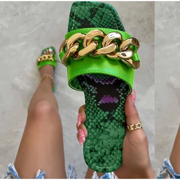 MCCKLE Vasaros Moterų Šlepetės Aikštėje Kojų Serpentine Grandinės Sandalai Moteriška Lauko Priežastinis Skaidres Butas Batai Ponios Avalynė Naujas