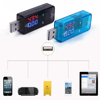 USB Testeris LCD Dvigubas Skaitmeninis Ekranas Voltmeter Ammeter Įtampa Srovės Matuoklis Ammeter Detektorius Maitinimo Banko Įkroviklio Indikatorius