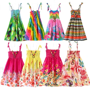 2021 Vaikų Vasaros Suknelė Mergaitėms Bohemijos Gėlių Diržas Ruffles Beach Princesė Suknelės Mergina Drabužių 2 6 8 12 Karoliai Dovana
