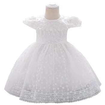 2021 Europos ir Amerikos Kūdikių pilnatis Plauti Nėrinių Suknelė Kūdikių Dress White Gimimo diena Dress Mergaitė Cute Suknelė