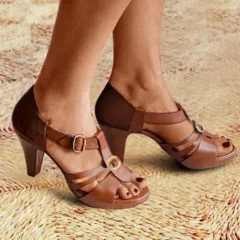 Nauja Stiliaus Elegantiškas Dirželis Sandalai Moterims 2020 Sandalai Moteriška Bohemiškas Stilius Vasaros Mados Aukštakulniai moteriški Bateliai Footwea