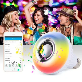 220V Protingas Kontrolės Lemputė RGB Bluetooth Nuotolinio Žaisti Muzikos Garsiakalbis LED Lemputė 15W Spalvingų šviesų ir SPINDULIŲ Nuotolinio Valdymo