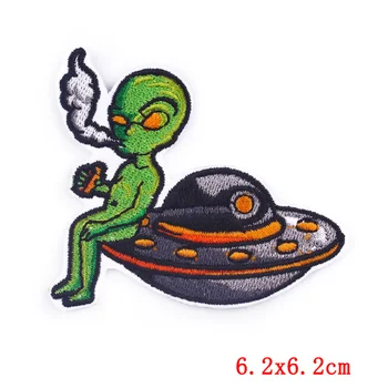 Kosmoso Ateivių Pleistras Geležies Ant Drabužių Animacinių filmų Mielas Appliques Siuvimo, Siuvinėjimo, Drabužių Termo Lipdukai Ant Drabužių UFO Ženklelis