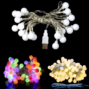 2,5 M LED Kamuolius Pasakų String Žibintai USB 5V Pavara, Vestuvės, Kalėdos, Lauko, Patalpų Kambarys Girliandą Apdailos 20 led
