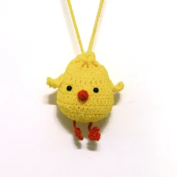 Cute Little Yellow Chicken Hand-woven Bag Wool Knitting Egg Bag Cartoon Storage Bag Organizer