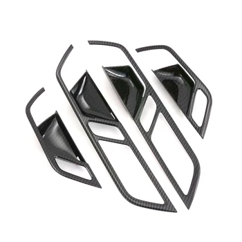 Automobilių aksesuarai Audi A6 C8 2019 ABS anglies pluošto juodos spalvos Vidinės Durų Rankenos, Dubenėlį, Padengti Apdaila Apdaila Lipdukas 4pcs Interjeras