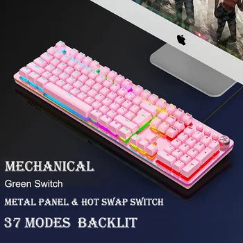 2 in 1 Pink Klaviatūros, Pelės Rinkiniai PC 104 Keycaps Mechaninė Keybaord su 3200DPI Makro Laidinė Pelė Nešiojamojo KOMPIUTERIO