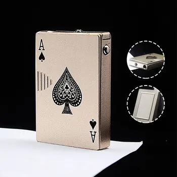 Kūrybos metalinis žiebtuvėlis modeliavimas tikroviška žaidimo kortelės žiebtuvėlis LED šviesos vyrų žaislas cigarečių priedai