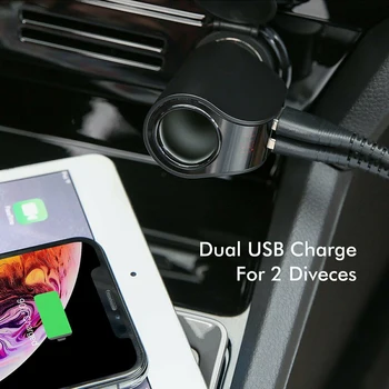 3.1 Dual USB Įkroviklis Cigarų Žiebtuvėlio Greito Įkrovimo Automobilinis Įkroviklis Su Skaitmeniniu Ekranu ir 12-24V Transporto priemonėms