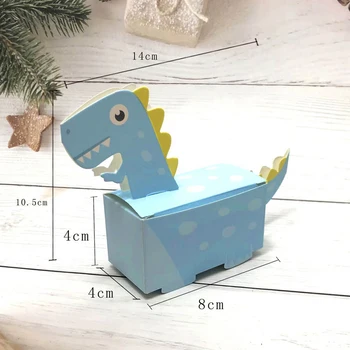 10vnt Dinozaurų Šalis Mėlyna Žalia Slapukas Langelį Baby Shower Saldainių Dėžutė Gydyti Vaikų Gimtadienio Popieriaus Dėžės Vestuves Dekoras