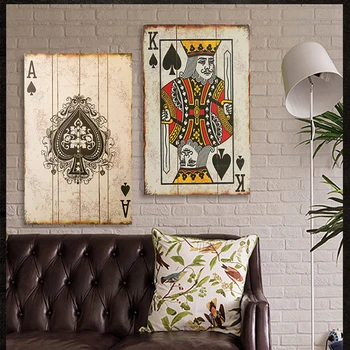 Derliaus Plakatas Namų Pokerio Žaidimo Kortelės Drobė Nuotrauką Retro Sienų Paveikslai, Miegamojo Namų Dekoro Frameless