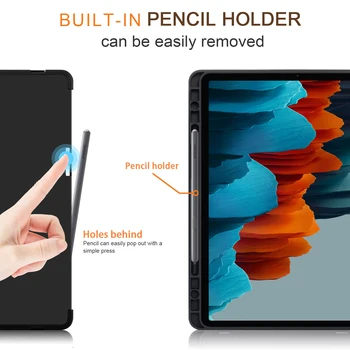Su Pieštukas Turėtojas Case For Samsung Galaxy Tab S7 Plus Smart Stovėti Planšetinio Kompiuterio Dangtelis 