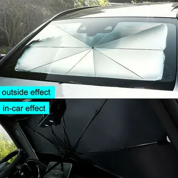 Sulankstomas Automobilio priekinį Stiklą Saulės Pavėsyje Skėtis Priekinio Lango Interjero Apsauga, Automobilių UV Padengti skėtį nuo saulės Šilumos Izoliacija 125cm 145cm