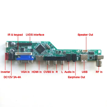 Už HT185WX1-100/500/501 2CCFL 30Pin LVDS Nuotolinio+Inverter+klaviatūra T. V56 valdiklio plokštės LCD ekranas VGA, AV, USB RF 