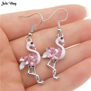 Julie Wang 1 pora Flamingo Auskarai Rožinė Asmenybės Tabaluoti Eardrop Moterų Mados Šalis Vestuvių Aksesuaras
