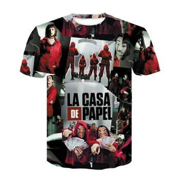 La Casa De Papel Marškinėlius Pinigų Heist Tees TV Serialas Marškinėliai vyrams T Trumpas Rankovės Namas Popieriaus Juokinga Moteriška T-Marškinėliai, Topai