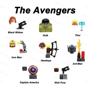 Disney Blokai Keršytojas Geležinis Žmogus Blokai 8pcs/daug Plytų Kapitonas Hulk Deadpool Duomenys Žaislai Vaikams Dovanos Vaikams