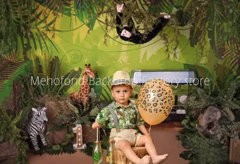 Mehofond Fotografijos Fone Džiunglių Mėlyna Pikapas Ratai Per Paradas Baby Shower Gimtadienio Fonas Foto Studija