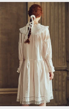 Lady Pavasario Vasaros Sleepwear Nightdress Elegantiškas Medvilnės Princesė Moterų Pižamą Ilgomis Rankovėmis Europos Viduramžių Retro Stiliaus Dres