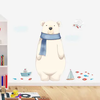 Tofok Tapybos Animacinių Filmų Polar Bear Siena Lipdukas Namų Svetainė, Miegamasis, Vaikų Kambarys, Mielas Tapetai Juokinga Darželio Apdailos Decal