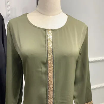 Karšto Pardavimo Djellaba Musulmonų Suknelė Blizgučiais Duobute Abaja Šilkiniai Elegantiškas Ilgas Musulmonų Abayas Moterų Kuklus Dėvėti Drabužiai EID Rūbeliai WY30