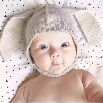 Rudenį, Žiemą Bamblys Kūdikiams Megztas Kūdikių Skrybėlę Žavinga Triušis Ilgų Ausų Kepurę