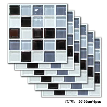6pcs/set 20x20 Cm Mozaika, Sienų Lipdukai, 3d Stereo lipnios Virtuvės Naftos Įrodymas Vandeniui Modeliavimas Mozaikos Plytelių Lipdukas QW