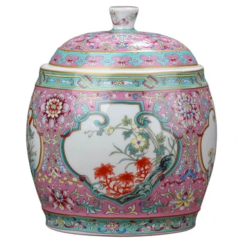 Jingdezhen Emalio Senovinių Keramikos Arbatos Caddy Mažas Pu'er Pabusti Arbatos Jar Namų Užkandis Saugojimo Puodą Su Dangčiu