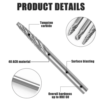 3*3-6 Metalo Piešimo Volframo Karbido Frezavimo Cutter Rotacinis Įrankis Burr CNC Graviravimas, Šlifavimo Įrankiai, metalo apdirbimo, Frezavimo Poliravimas