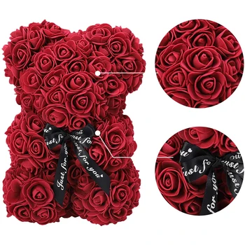 Valentino Dienos Dovanos 10 Colių Rose Padengti Aukštos Kokybės PE Dirbtinių Gėlių Lokys 