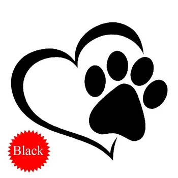 Mielas Animacinių filmų Šuo Leteną su Persikų Širdies Automobilių Lipdukas Gyvūnų, Šunų Kačių Meilę, Pet Automobilių Decal
