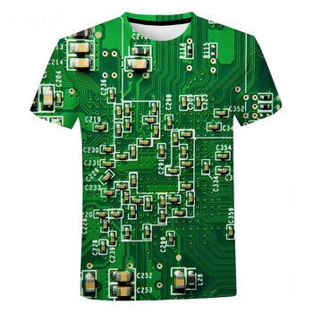 Elektroninių Hip-Hop T-Shirt Vyrai Moterys 3D Spausdinimo Mašina marškinėliai Vasaros Harajuku Stiliaus trumpomis Rankovėmis Viršūnes Tees