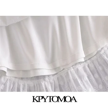 KPYTOMOA Moterų 2021 Mados Su Kaklaraištis Siuvinėjimas, Pynimas Mini Suknelė Vintage Sluoksniuotos Rankovėmis Atgal Užtrauktukas Pamušalas Moterų Suknelės Mujer