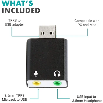 3.5 mm TRS Mikrofonas, USB 2.0 Stereo, o Išorinių Garso Kortelių Adapteris, skirtas PC ir Mac USB Įvesties 3,5 mm TRS Ausinių