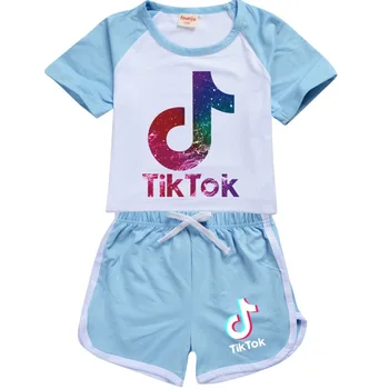 2021 Vasaros Baby Girl Berniuko Drabužius trumpomis Rankovėmis Tik Tap T-Marškinėliai+Šortai, Kelnės 2vnt Komplektus Vaikų Kostiumas Paaugliams 2-16Y