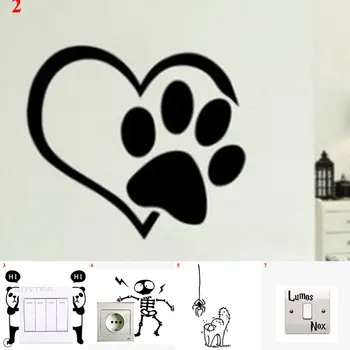 Juokingi Gyvūnai Modelius Jungiklis Lipdukai, Vaikų Kambarys Namų Puošybai 3d Vinilo Sienos Lipdukai 