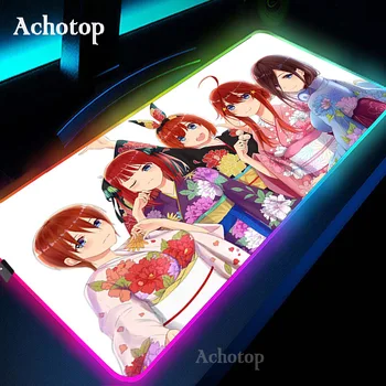 Esmingiausias Quintuplets LED Šviesos Kilimėlis RGB Klaviatūros Stalas-kilimėlis Spalvingas Anime Seksuali Mergina Pelės Padas atsparus Vandeniui Kompiuteris Gamer
